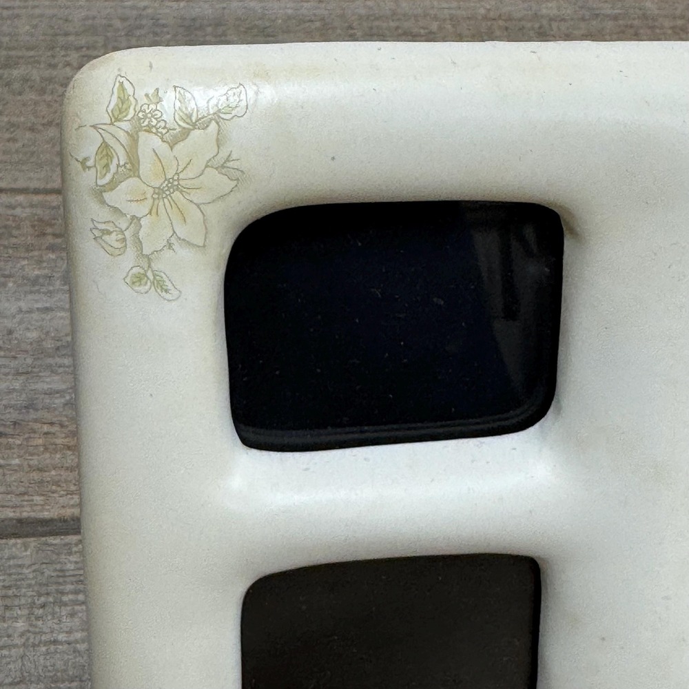 Vintage ceramic 3 photo collage frame-Floral tabletop photo display - Picture 4 of 14